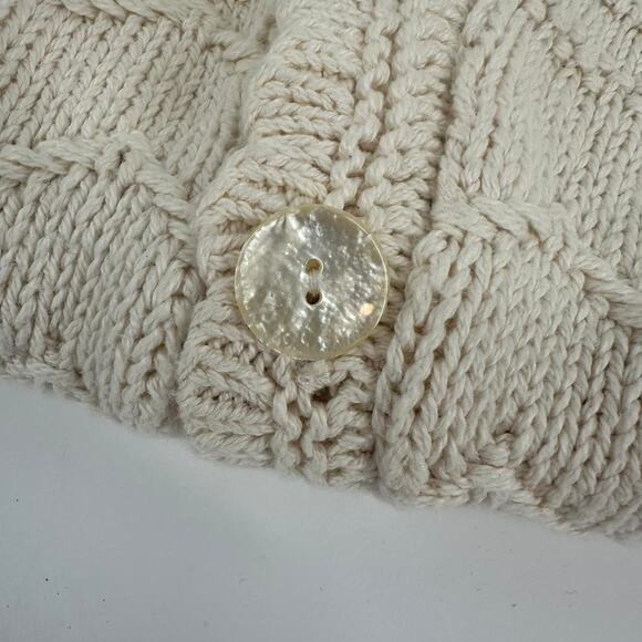 Vintage David Brett Cross Knit Cream Cardigan 90s woman’s size M - Picture 6 of 7